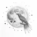 Crow  clouds Moon  tattoo design idea