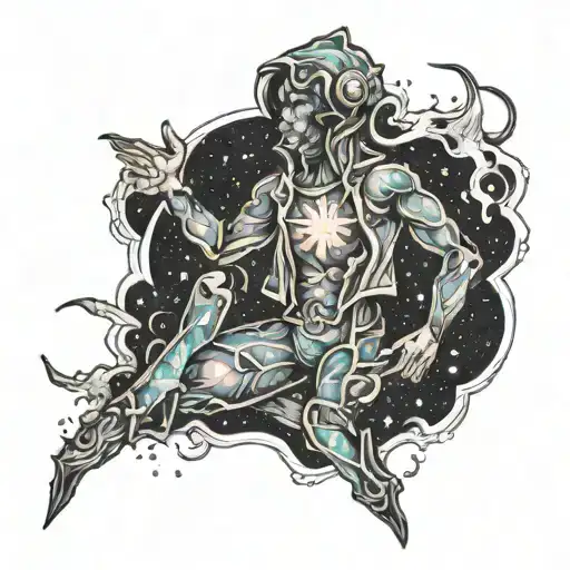 figure made out of star nebula  tattoo design idea