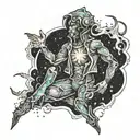 figure made out of star nebula  tattoo design idea