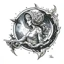 figure made out of star nebula  tattoo design idea