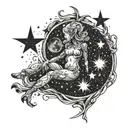 figure made out of star nebula  tattoo design idea