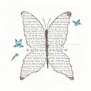 ephemeral text with butterfly emerging tattoo design idea