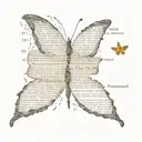 ephemeral text with butterfly emerging tattoo design idea