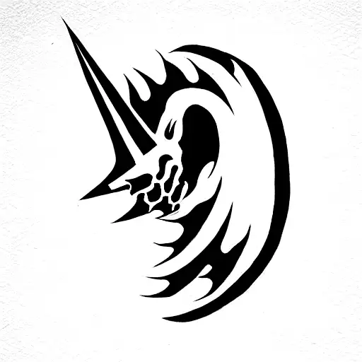 Mythosaur crest in the background with the phrase THIS IS THE WAY both above and below the mythosaur  tattoo design idea