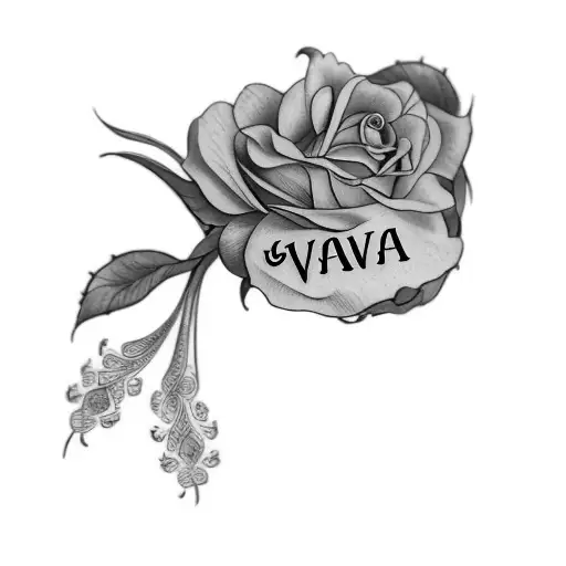 a flower with the word vara written on it tattoo design idea