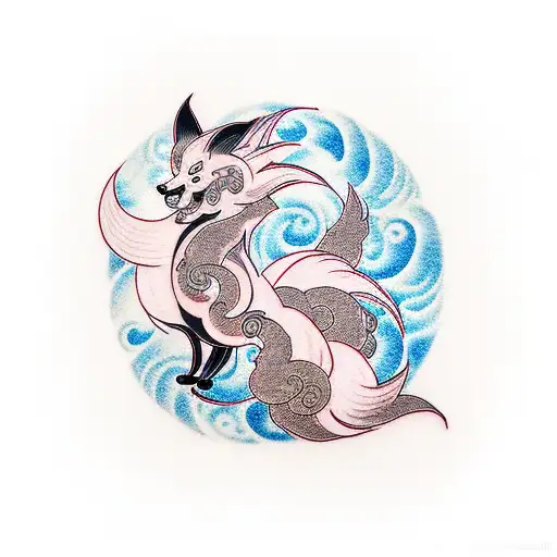 okami ninetails fox tattoo design idea