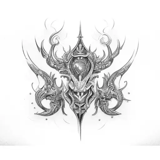 TWO MIRROR parts showing opposit tendancy like musculine and feminine tattoo design idea