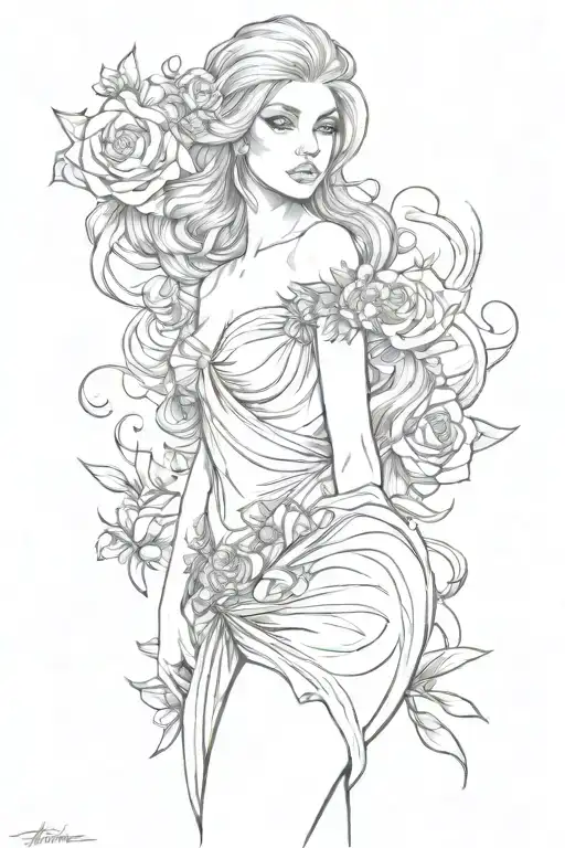 full body Aphrodite realistic sexy girl shoulder tattoo tattoo design idea