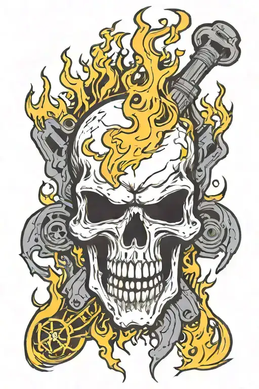 punisher symbol remade as the ghost rider flaming skull tattoo design idea