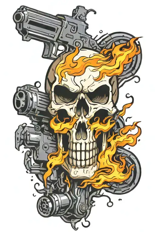 punisher flaming skull tattoo design idea