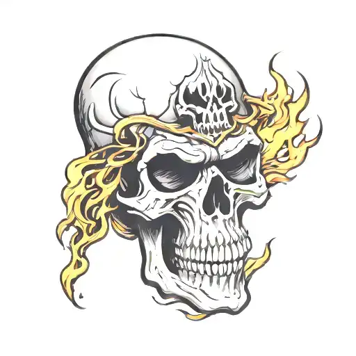 A combination of the The Punisher skull symbol and Ghost Rider flaming skull tattoo design idea