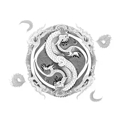 Ying and yang, Dragons, Dragon, Duality, Dragons forming a ying and yang symbol, tattoo design idea