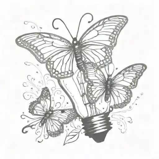 light bulb and butterfly tattoo design idea