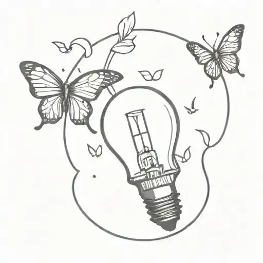 light bulb and butterfly tattoo design idea