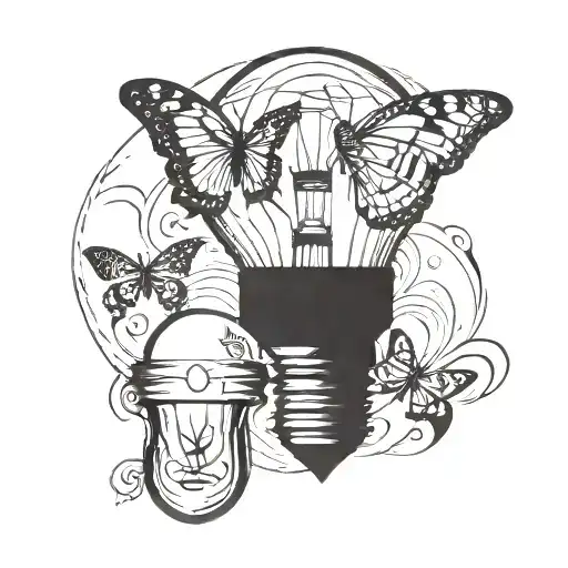 light bulb and butterfly tattoo design idea