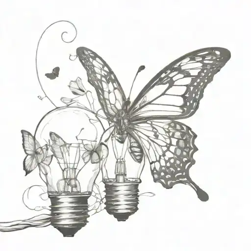 light bulb and butterfly tattoo design idea
