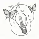 light bulb and butterfly tattoo design idea