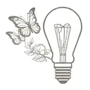 light bulb and butterfly tattoo design idea