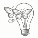 light bulb and butterfly tattoo design idea
