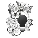 light bulb and butterfly tattoo design idea