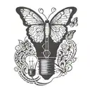 light bulb and butterfly tattoo design idea