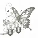light bulb and butterfly tattoo design idea