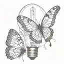 light bulb and butterfly tattoo design idea