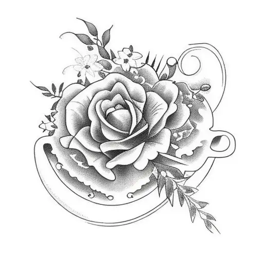 Exquisite floral arrangement following the body's natural curves, incorporating zodiac symbols tattoo design idea