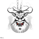 krampus head with chains around tattoo design idea