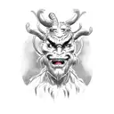 krampus head with chains around tattoo design idea