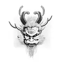krampus head with chains around tattoo design idea