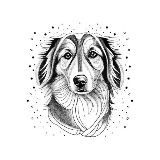 perro border collie tattoo design idea
