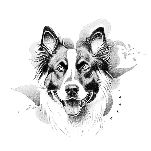 perro border collie tattoo design idea