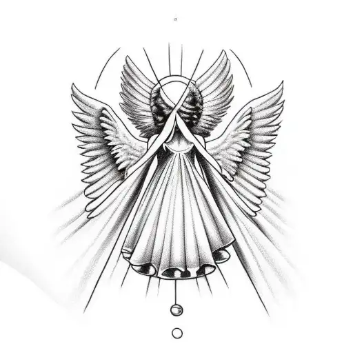 angels doing circle dance tattoo design idea