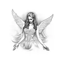angels doing circle dance tattoo design idea