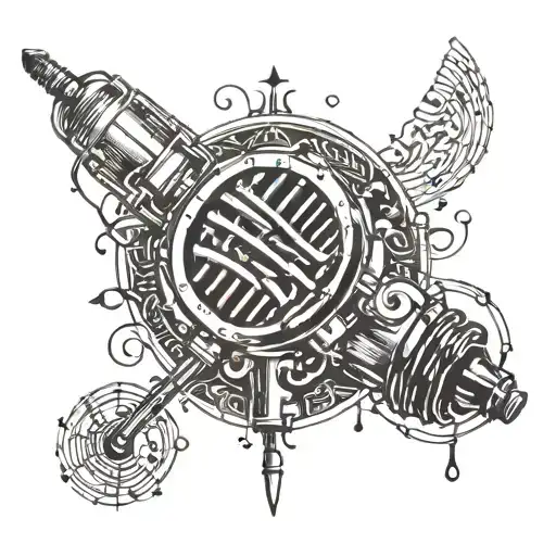 Incorporate Kendrick Lamar lyrics into a design featuring a microphone and music notes tattoo design idea