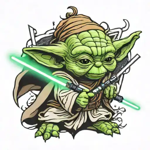yoda light saber cute tattoo design idea