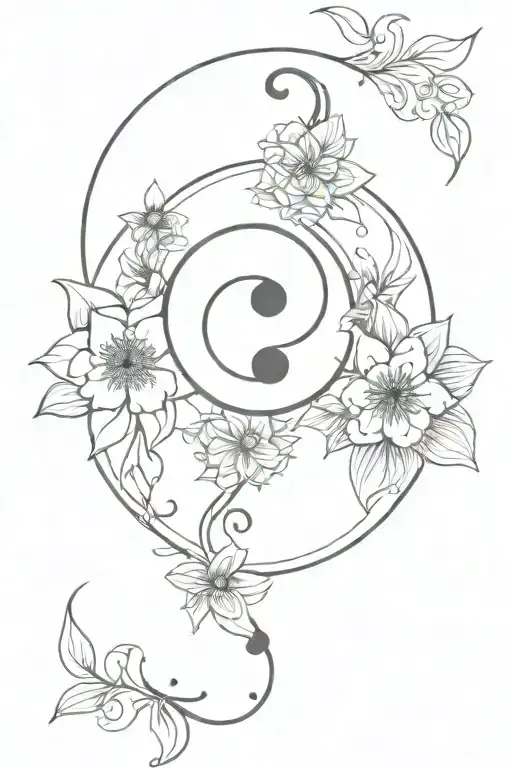 yin yang mandala floral design tattoo design idea