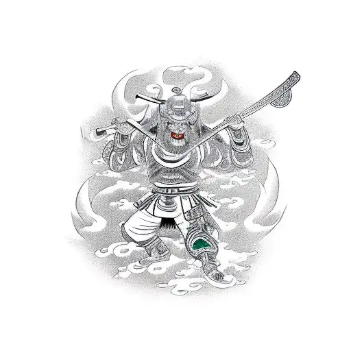 raijin samurai tattoo design idea