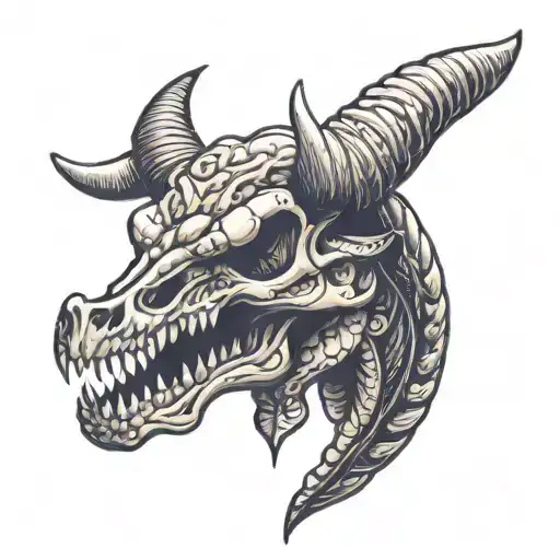 Bull Skull with rattle snake tattoo design idea