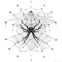 A futuristic cybernetic spider weaving a web of code tattoo design idea