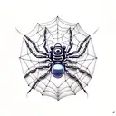 A futuristic cybernetic spider weaving a web of code tattoo design idea