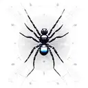 A futuristic cybernetic spider weaving a web of code tattoo design idea