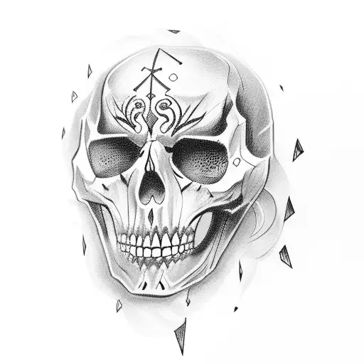 skelton with drama mask tattoo design idea