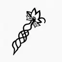 dagger with small daffodil flowers and a snake passing through the enire dagger vertically  tattoo design idea