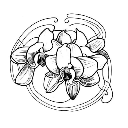 yellow orchids on a black background tattoo design idea