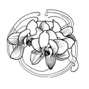 yellow orchids on a black background tattoo design idea