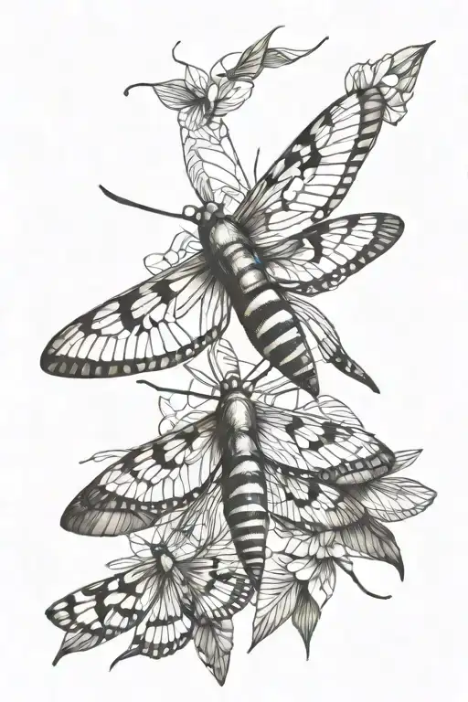 hummingbird moth emerging tattoo design idea