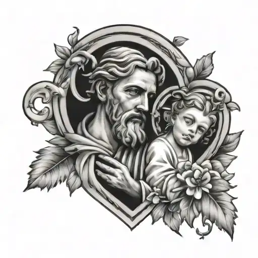 traditional hearts of the holy family tattoo on back tattoo design idea