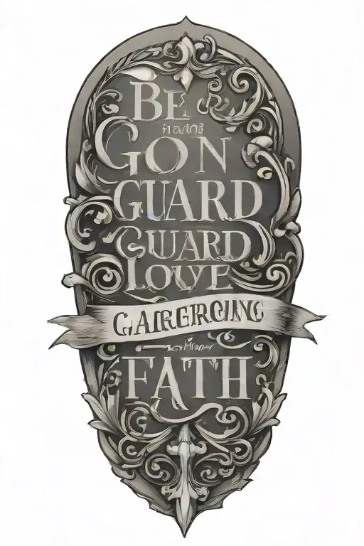 Bible verse Be on your guard; stand firm in the faith; be courageous; be strong. Do everything in love. tattoo design idea